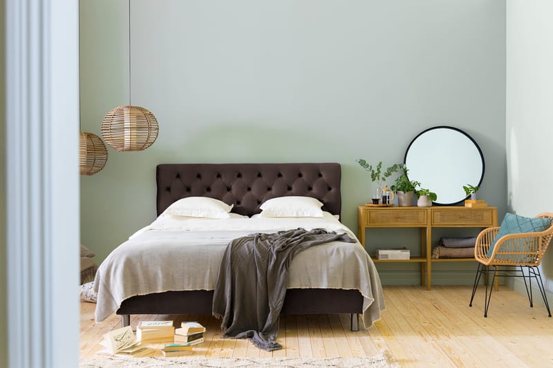 Komplett Sängpaket Rebeca 160x200 cm Djuphäftad Gavel - Brun|Sammet - Möbler - Säng - Kontinentalsäng
