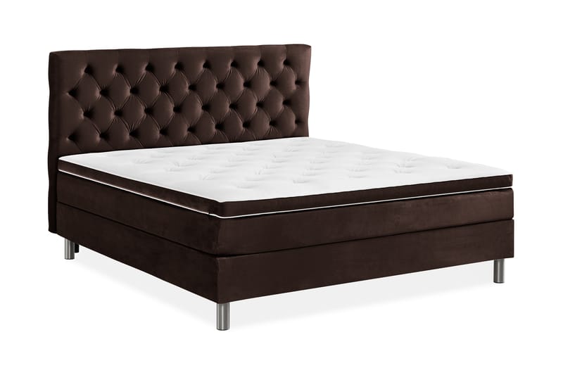 Komplett Sängpaket Rebeca 160x200 cm Djuphäftad Gavel - Brun|Sammet - Möbler - Säng - Kontinentalsäng