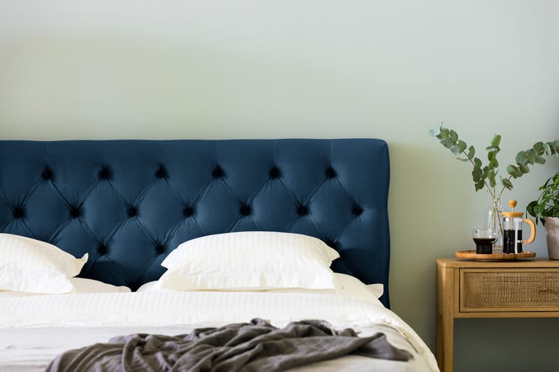 Komplett Sängpaket Rebeca 160x200 cm Djuphäftad Gavel - Mörkblå|Sammet - Möbler - Säng - Kontinentalsäng