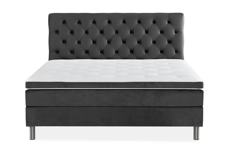 Komplett Sängpaket Rebeca 160x200 cm Djuphäftad Gavel - Mörkgrå|Sammet - Möbler - Säng - Kontinentalsäng