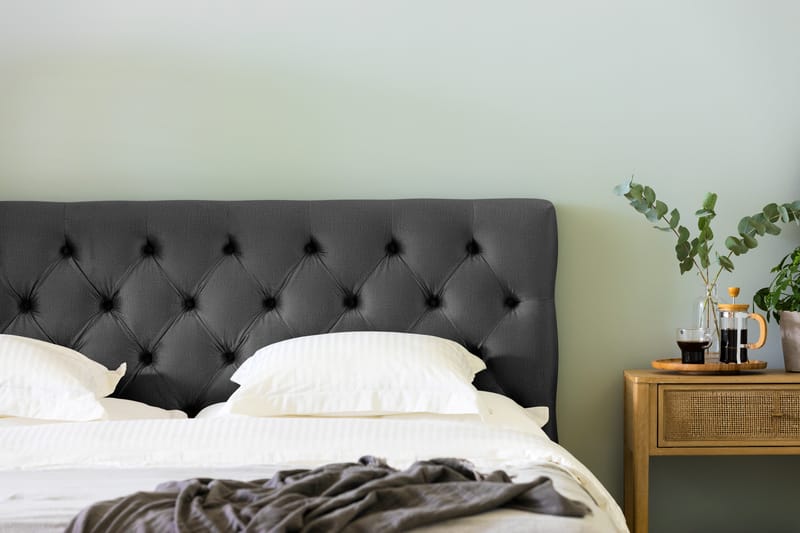 Komplett Sängpaket Rebeca 160x200 cm Djuphäftad Gavel - Mörkgrå|Sammet - Möbler - Säng - Kontinentalsäng