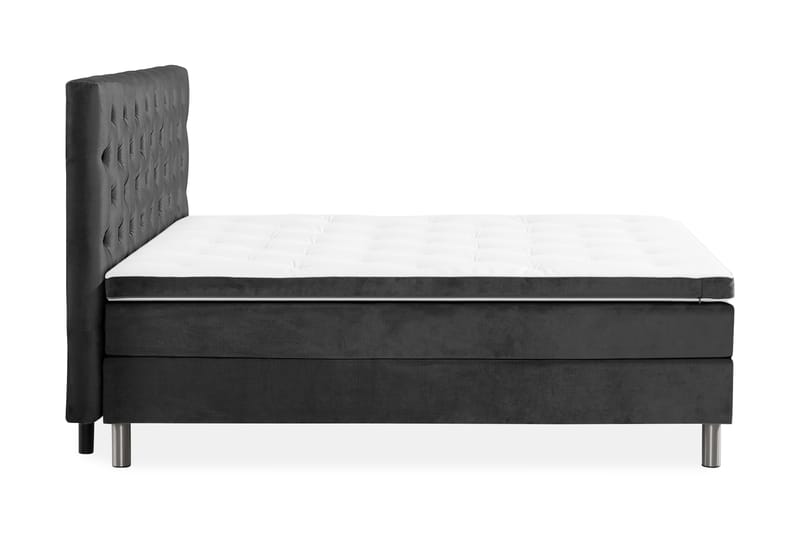 Komplett Sängpaket Rebeca 160x200 cm Djuphäftad Gavel - Mörkgrå|Sammet - Möbler - Säng - Kontinentalsäng