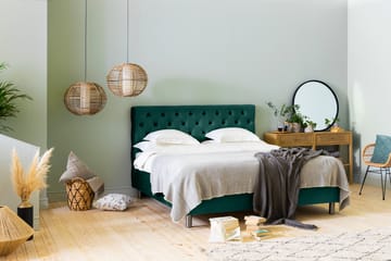 Komplett Sängpaket Rebeca 160x200 cm Djuphäftad Gavel - Mörkgrön|Sammet - Möbler - Säng - Kontinentalsäng