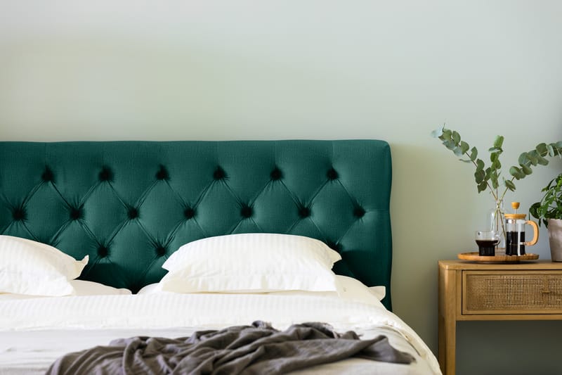 Komplett Sängpaket Rebeca 160x200 cm Djuphäftad Gavel - Mörkgrön|Sammet - Möbler - Säng - Kontinentalsäng