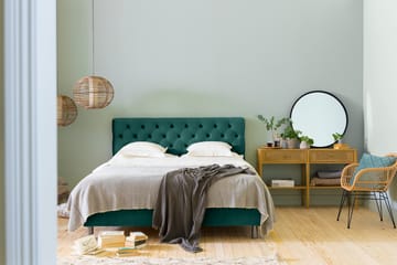 Komplett Sängpaket Rebeca 160x200 cm Djuphäftad Gavel - Mörkgrön|Sammet - Möbler - Säng - Kontinentalsäng