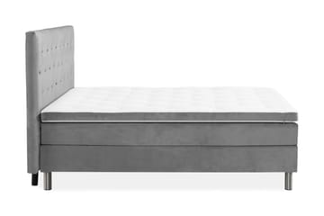 Komplett Sängpaket Rebeca 160x200 cm Knapp Gavel - Ljusgrå|Sammet - Möbler - Säng - Kontinentalsäng