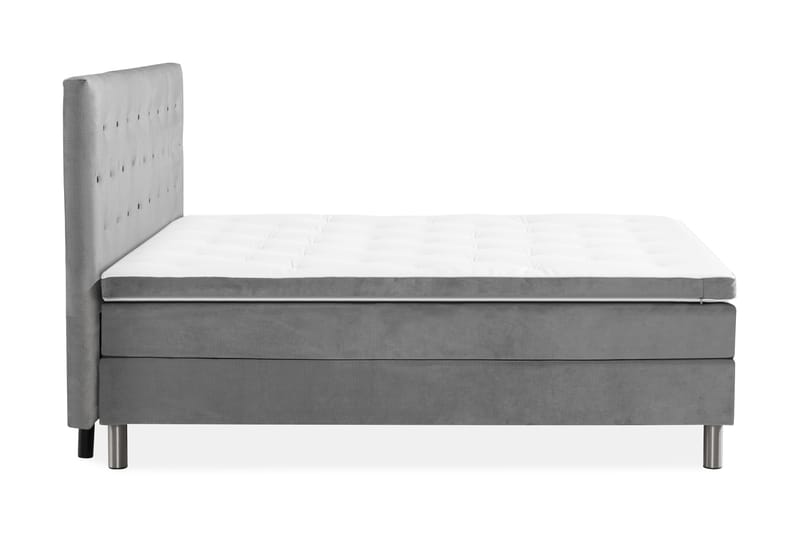 Komplett Sängpaket Rebeca 160x200 cm Knapp Gavel - Ljusgrå|Sammet - Möbler - Säng - Kontinentalsäng