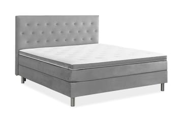 Komplett Sängpaket Rebeca 160x200 cm Knapp Gavel - Ljusgrå|Sammet - Möbler - Säng - Kontinentalsäng