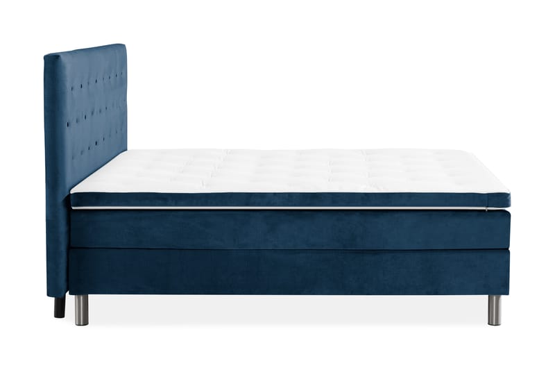 Komplett Sängpaket Rebeca 160x200 cm Knapp Gavel - Mörkblå|Sammet - Möbler - Säng - Kontinentalsäng