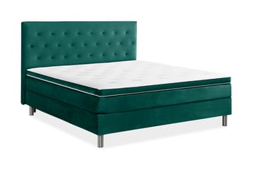 Komplett Sängpaket Rebeca 160x200 cm Knapp Gavel - Mörkgrön|Sammet - Möbler - Säng - Kontinentalsäng