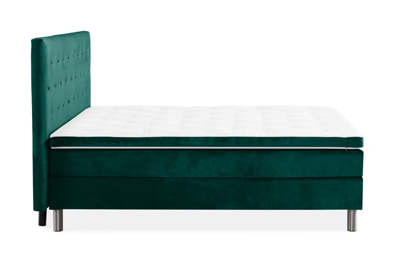 Komplett Sängpaket Rebeca 160x200 cm Knapp Gavel - Mörkgrön|Sammet - Möbler - Säng - Kontinentalsäng