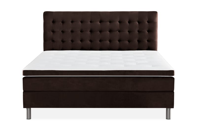 Komplett Sängpaket Rebeca 160x200 cm Rutig Gavel - Brun|Sammet - Möbler - Säng - Kontinentalsäng
