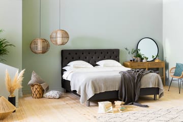 Komplett Sängpaket Rebeca 180x200 cm Djuphäftad Gavel - Mörkgrå|Sammet - Möbler - Säng - Kontinentalsäng