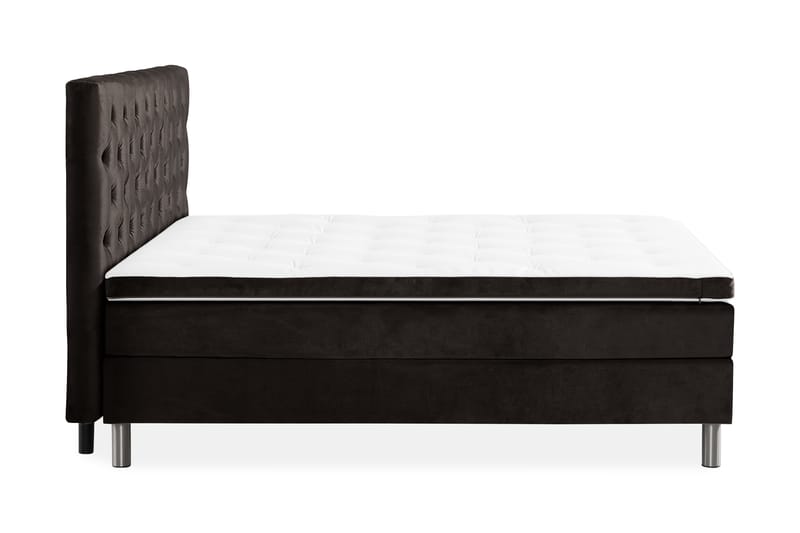 Komplett Sängpaket Rebeca 180x200 cm Djuphäftad Gavel - Mörkgrå|Sammet - Kontinentalsäng - Dubbelsäng - Komplett sängpaket