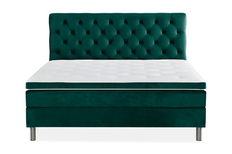 Komplett Sängpaket Rebeca 180x200 cm Djuphäftad Gavel - Mörkgrön|Sammet - Möbler - Säng - Kontinentalsäng