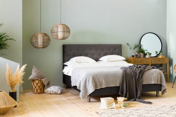 Komplett Sängpaket Rebeca 180x200 cm Knapp Gavel - Mörkgrå|Sammet - Möbler - Säng - Kontinentalsäng