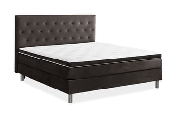 Komplett Sängpaket Rebeca 180x200 cm Knapp Gavel - Mörkgrå|Sammet - Möbler - Säng - Kontinentalsäng