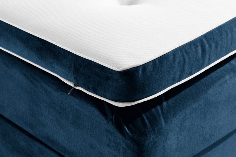 Komplett Sängpaket Rebeca 180x200 cm Rutig Gavel - Mörkblå|Sammet - Kontinentalsäng - Dubbelsäng - Komplett sängpaket