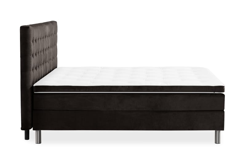 Komplett Sängpaket Rebeca 180x200 cm Rutig Gavel - Mörkgrå|Sammet - Kontinentalsäng - Dubbelsäng - Komplett sängpaket