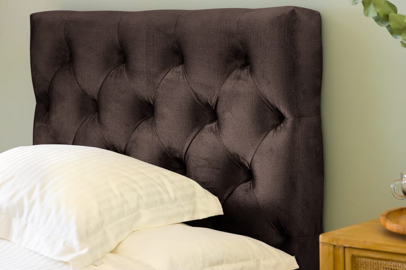 Komplett Sängpaket Rebeca 90x200 cm Djuphäftad Gavel - Brun|Sammet - Möbler - Säng - Kontinentalsäng