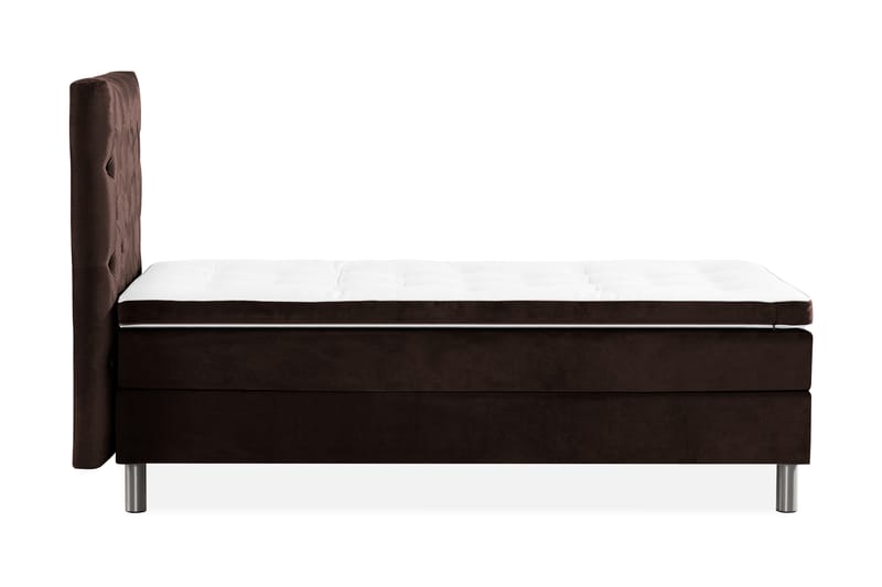 Komplett Sängpaket Rebeca 90x200 cm Djuphäftad Gavel - Brun|Sammet - Kontinentalsäng - Enkelsäng - Komplett sängpaket