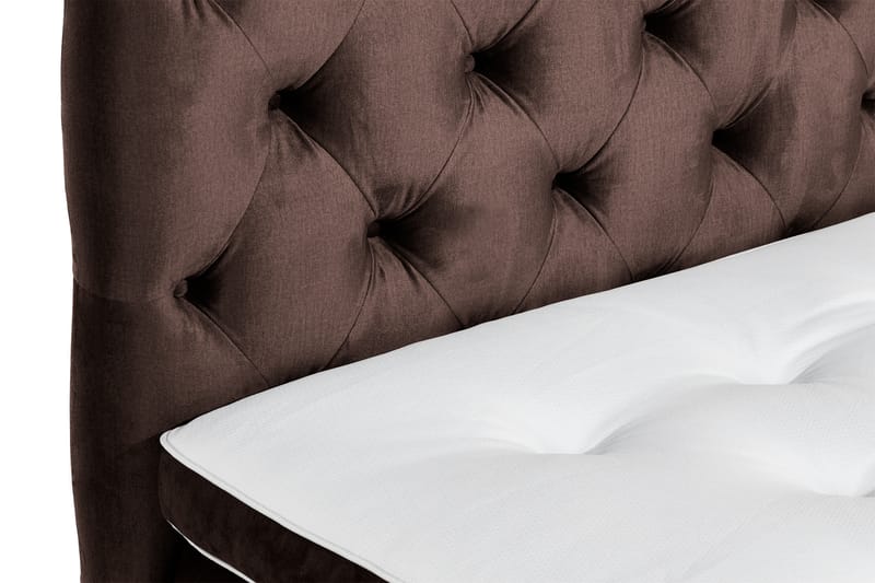 Komplett Sängpaket Rebeca 90x200 cm Djuphäftad Gavel - Brun|Sammet - Kontinentalsäng - Enkelsäng - Komplett sängpaket