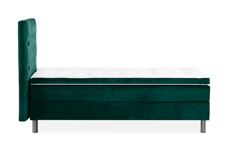 Komplett Sängpaket Rebeca 90x200 cm Djuphäftad Gavel - Mörkgrön|Sammet - Möbler - Säng - Kontinentalsäng
