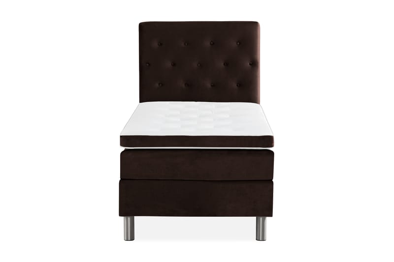 Komplett Sängpaket Rebeca 90x200 cm Knapp Gavel - Brun|Sammet - Kontinentalsäng - Enkelsäng - Komplett sängpaket