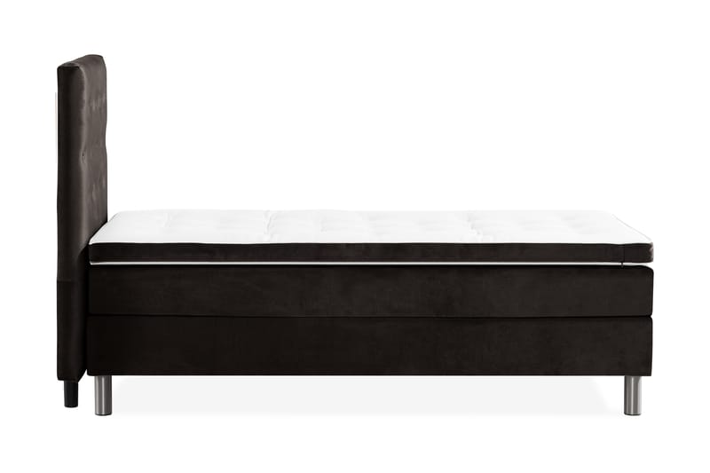 Komplett Sängpaket Rebeca 90x200 cm Knapp Gavel - Mörkgrå|Sammet - Kontinentalsäng - Enkelsäng - Komplett sängpaket