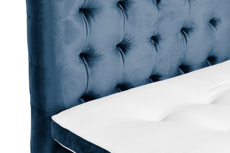 Komplett Sängpaket Rebeca 90x200 cm Rutig Gavel - Mörkblå|Sammet - Möbler - Säng - Kontinentalsäng