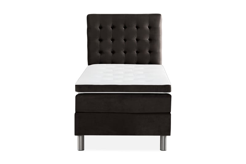 Komplett Sängpaket Rebeca 90x200 cm Rutig Gavel - Mörkgrå|Sammet - Möbler - Säng - Kontinentalsäng