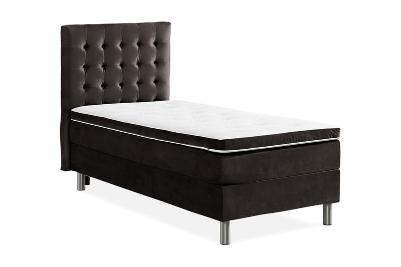Komplett Sängpaket Rebeca 90x200 cm Rutig Gavel - Mörkgrå|Sammet - Möbler - Säng - Kontinentalsäng
