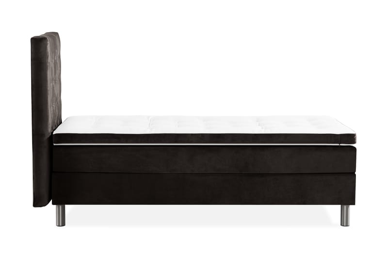 Komplett Sängpaket Rebeca 90x200 cm Rutig Gavel - Mörkgrå|Sammet - Möbler - Säng - Kontinentalsäng