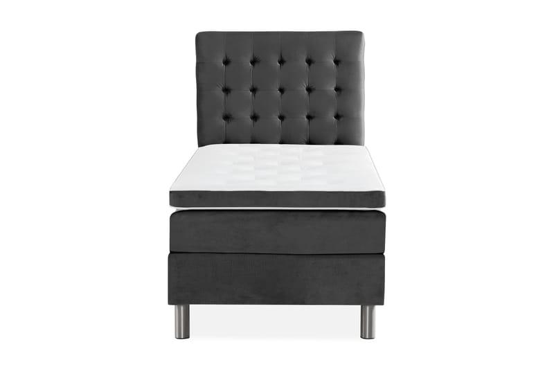 Komplett Sängpaket Rebeca 90x200 cm Rutig Gavel - Mörkgrå|Sammet - Möbler - Säng - Kontinentalsäng