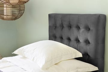 Komplett Sängpaket Rebeca 90x200 cm Rutig Gavel - Mörkgrå|Sammet - Möbler - Säng - Kontinentalsäng