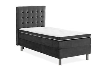 Komplett Sängpaket Rebeca 90x200 cm Rutig Gavel - Mörkgrå|Sammet - Möbler - Säng - Kontinentalsäng