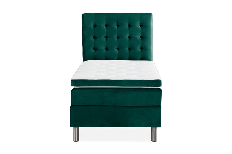 Komplett Sängpaket Rebeca 90x200 cm Rutig Gavel - Mörkgrön|Sammet - Möbler - Säng - Kontinentalsäng