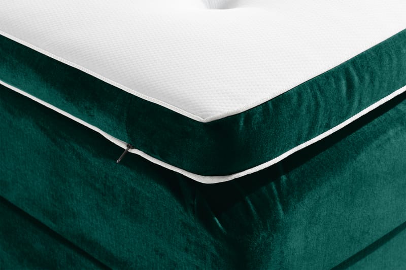 Komplett Sängpaket Rebeca 90x200 cm Rutig Gavel - Mörkgrön|Sammet - Kontinentalsäng - Enkelsäng - Komplett sängpaket