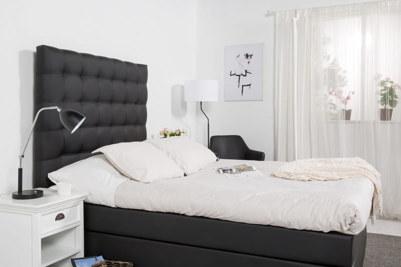 Komplett Sängpaket Romance Lyx 120 cm Svart PU - Svart Fyrkantig - Möbler - Säng - Kontinentalsäng