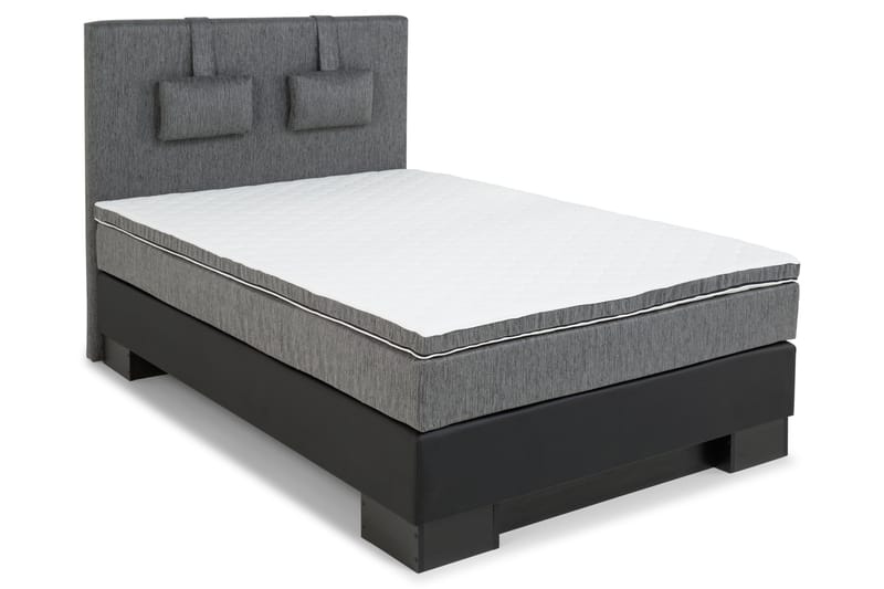 Komplett Sängpaket Romance Lyx 120x200 Konstläder/Tyg Sockel - Svart|Ljusgrå - Kontinentalsäng - Enkelsäng - Komplett sängpaket