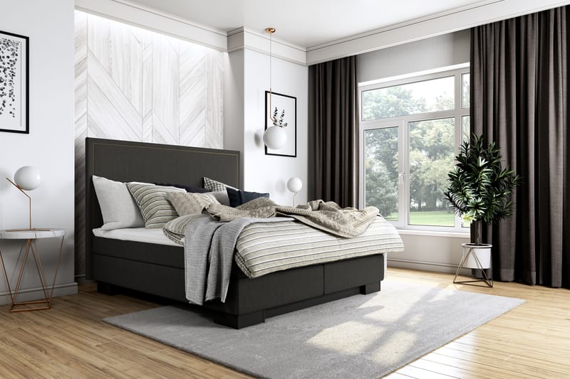 Komplett Sängpaket Romance Lyx 160x200 Cesaro Sänggavel Rak - Svart - Möbler - Säng - Kontinentalsäng