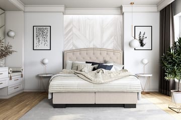 Komplett Sängpaket Romance Lyx 160x200 Cesaro Sänggavel Sv - Beige - Möbler - Säng - Kontinentalsäng