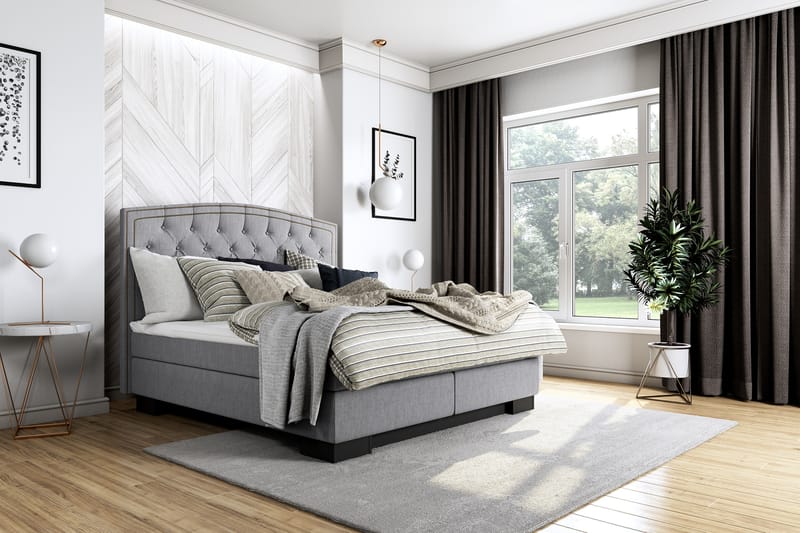 Komplett Sängpaket Romance Lyx 160x200 Cesaro Sänggavel Sv - Grå - Möbler - Säng - Kontinentalsäng
