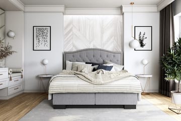 Komplett Sängpaket Romance Lyx 160x200 Cesaro Sänggavel Topp - Grå - Möbler - Säng - Kontinentalsäng