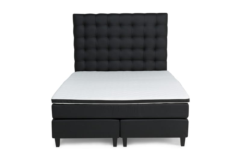 Komplett Sängpaket Romance Lyx 160x200 Konstläder - Svart - Kontinentalsäng - Dubbelsäng - Komplett sängpaket
