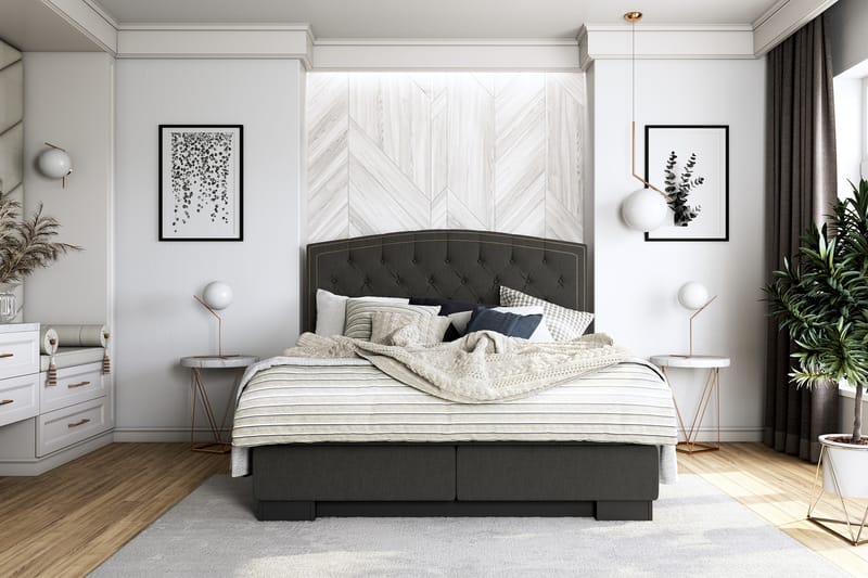 Komplett Sängpaket Romance Lyx 160x210 Cesaro Gavel Svängd - Svart - Möbler - Säng - Kontinentalsäng