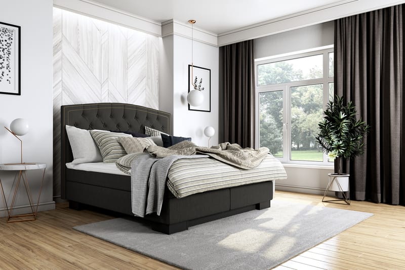Komplett Sängpaket Romance Lyx 160x210 Cesaro Gavel Svängd - Svart - Möbler - Säng - Kontinentalsäng