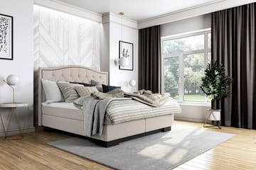 Komplett Sängpaket Romance Lyx 180 med Amiral Topp Sänggavel - Beige - Möbler - Säng - Kontinentalsäng