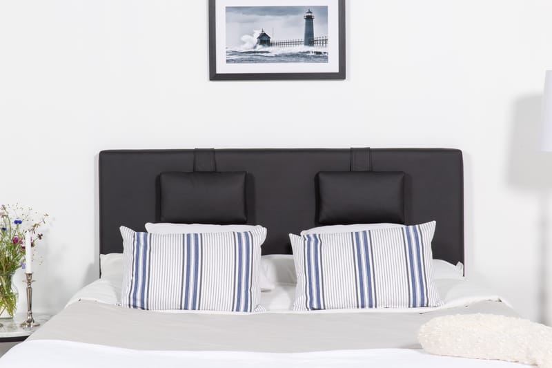 Komplett sängpaket Romance Lyx 180 Svart PU Ek Fyrkantig - Svart - Möbler - Säng - Kontinentalsäng