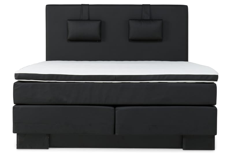 Komplett sängpaket Romance Lyx 180 Svart PU Sockel - Svart - Kontinentalsäng - Dubbelsäng - Komplett sängpaket